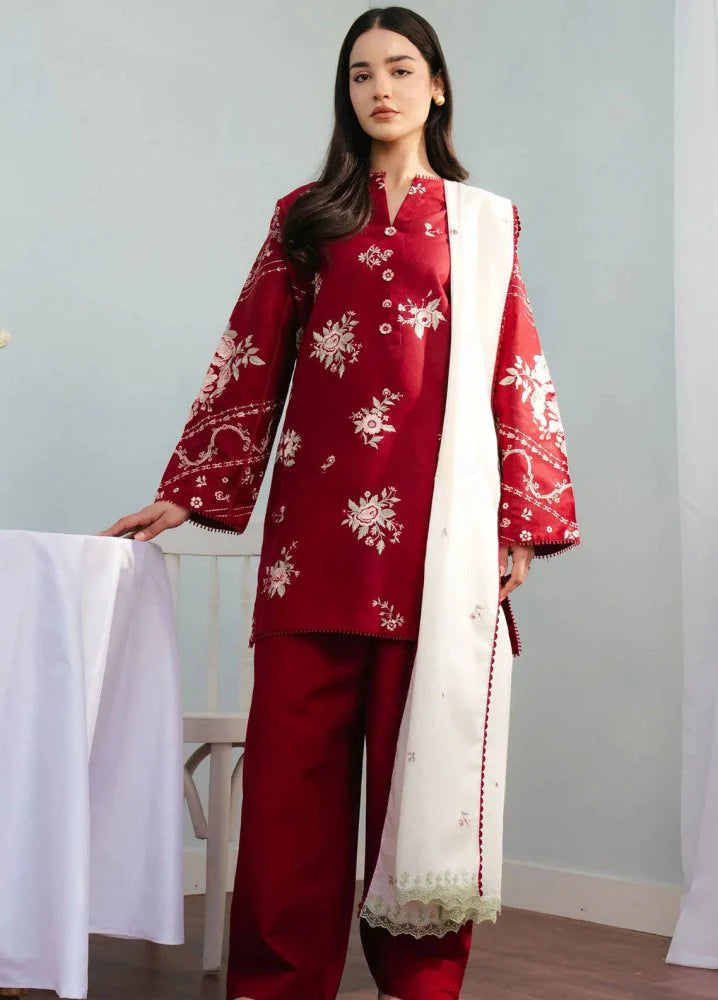 3 PC LAWN EMBROIDRED SUIT - GR - 474