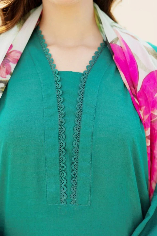 3PC EMBROIDED LAWN SUIT -GR- 495