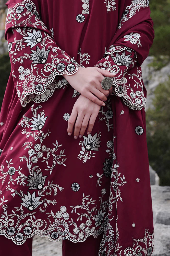 3PC EMBROIDERED LAWN DRESS -GR- 525