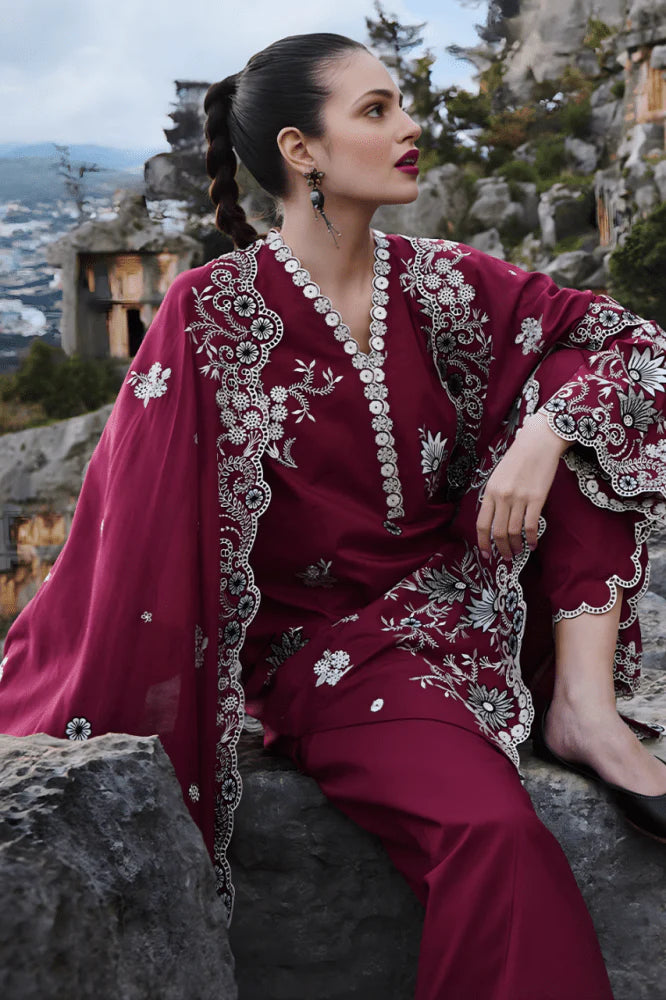 3PC EMBROIDERED LAWN DRESS -GR- 525