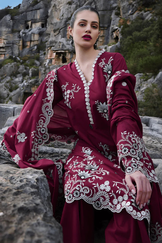3PC EMBROIDERED LAWN DRESS -GR- 525