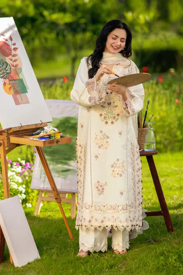 3PC LAWN EMBROIDED SUIT GR - 748