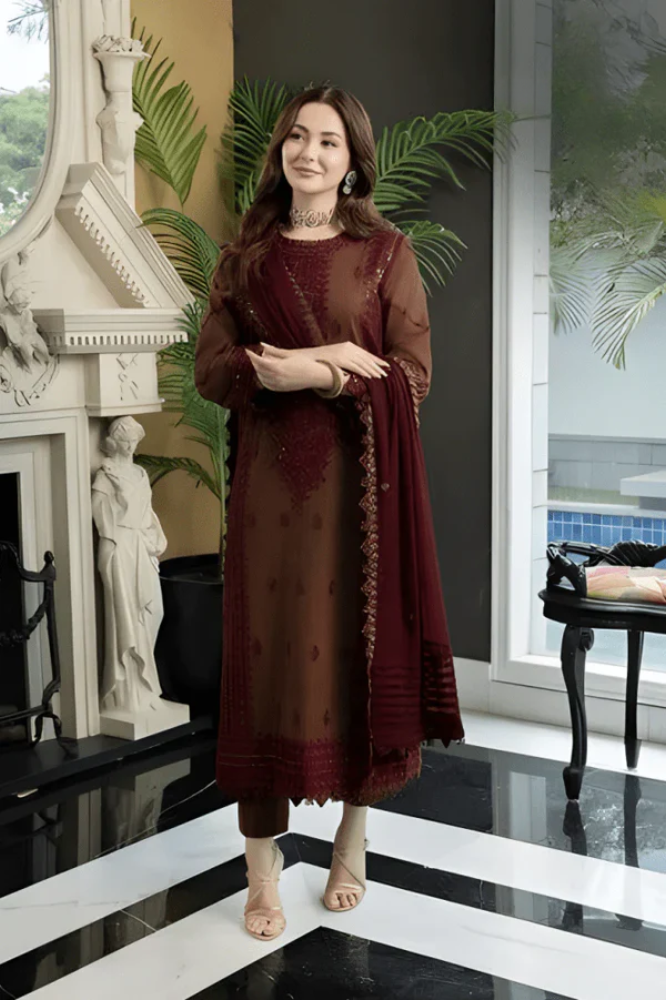 3PC EMBROIDERED LAWN SUIT - GR-168
