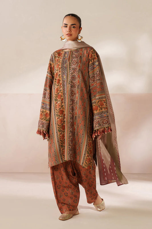 BAROQUE-3PC VISCOSE PRINTED SHIRT WITH VISCOSE PRINTED DUPATTA AND TROUSER-BIC-2635