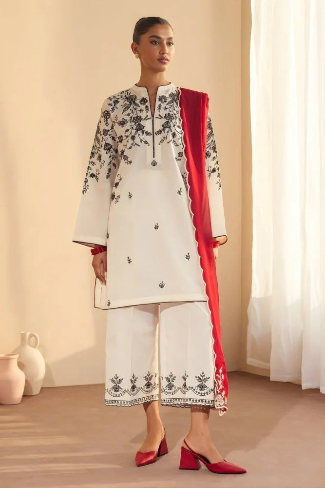 3-PC LAWN EMBROIDERED SUIT -GR- 499