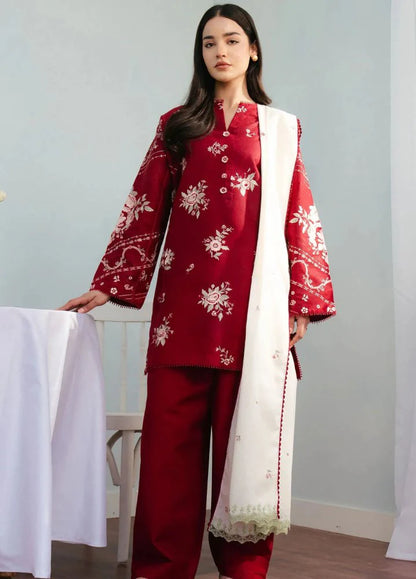 3 PC LAWN EMBROIDRED SUIT - GR - 474
