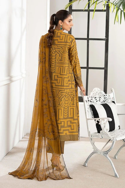 3PC DIGITAL PRINTED SILK SUIT WITH PATCHES - GR-670