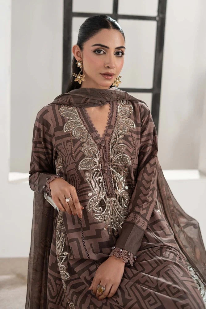 3PC DIGITAL PRINTED SILK SUIT WITH PATCHES - GR-671