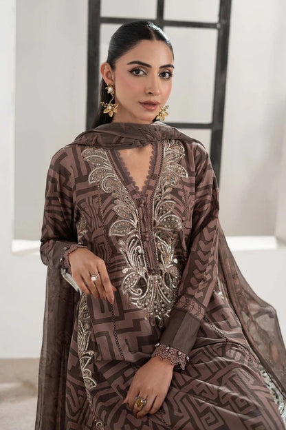3PC DIGITAL PRINTED SILK SUIT WITH PATCHES - GR-671