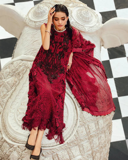 3PC DIGITAL PRINTED SILK SUIT WITH PATCHES - GR-672