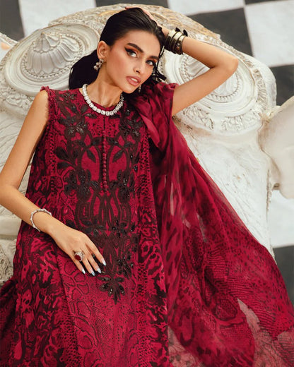 3PC DIGITAL PRINTED SILK SUIT WITH PATCHES - GR-672