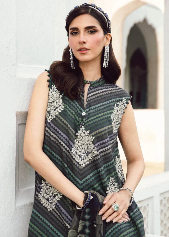 3PC DIGITAL PRINTED SILK SUIT WITH PATCHES - GR-675