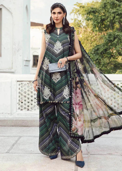 3PC DIGITAL PRINTED SILK SUIT WITH PATCHES - GR-675