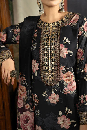3PC DIGITAL PRINTED SILK SUIT WITH PATCHES - GR-677