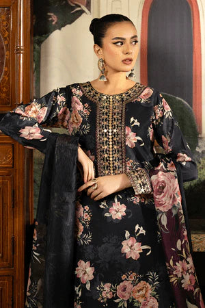 3PC DIGITAL PRINTED SILK SUIT WITH PATCHES - GR-677