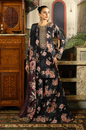 3PC DIGITAL PRINTED SILK SUIT WITH PATCHES - GR-677