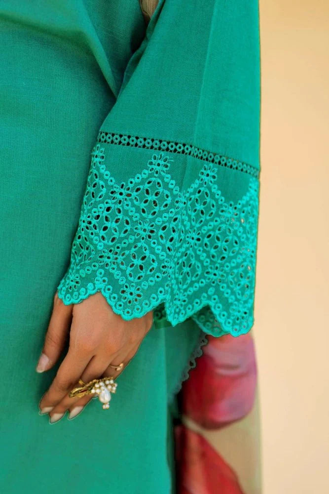 3PC EMBROIDED LAWN SUIT  -GR- 495