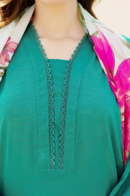 3PC EMBROIDED LAWN SUIT  -GR- 495