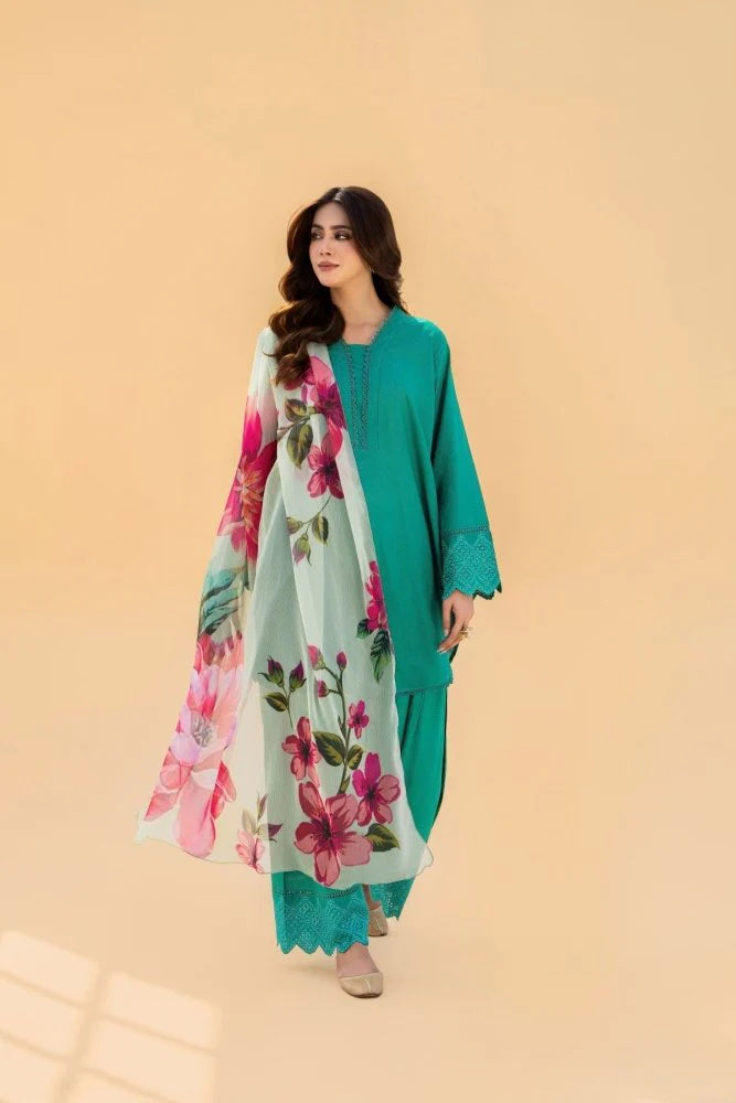 3PC EMBROIDED LAWN SUIT  -GR- 495