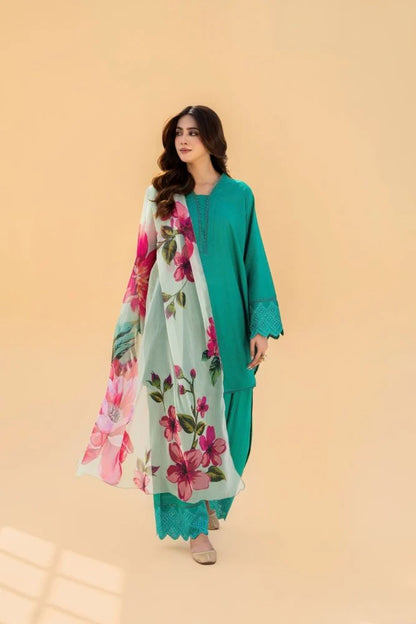 3PC EMBROIDED LAWN SUIT  -GR- 495