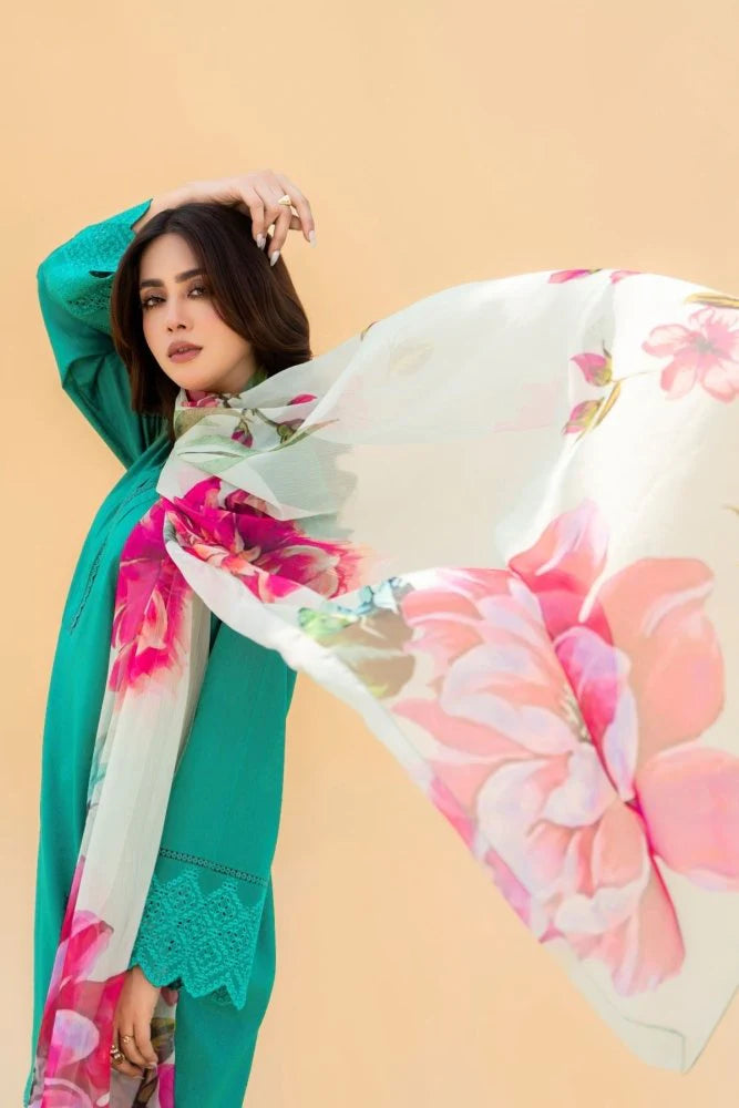 3PC EMBROIDED LAWN SUIT  -GR- 495