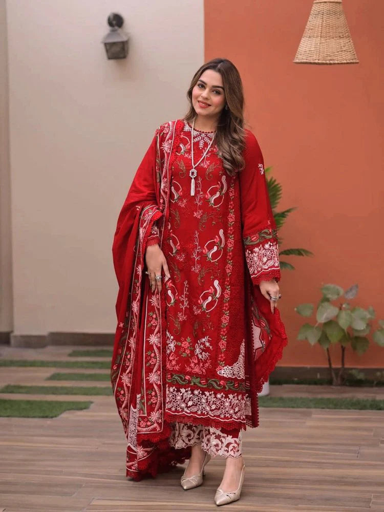 3PC EMBROIDED LAWN SUIT  GR - 742