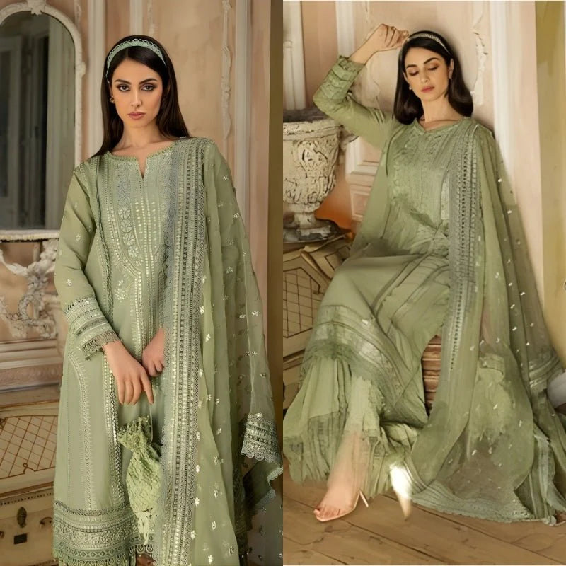 3PC EMBROIDERED LAWN SUIT - GR-459