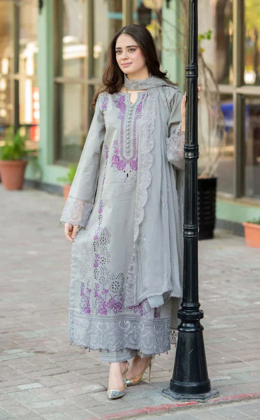 3PC EMBROIDERED LAWN SUIT - GR-515