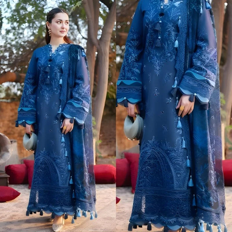 3PC EMBROIDERED LAWN SUIT - GR-658