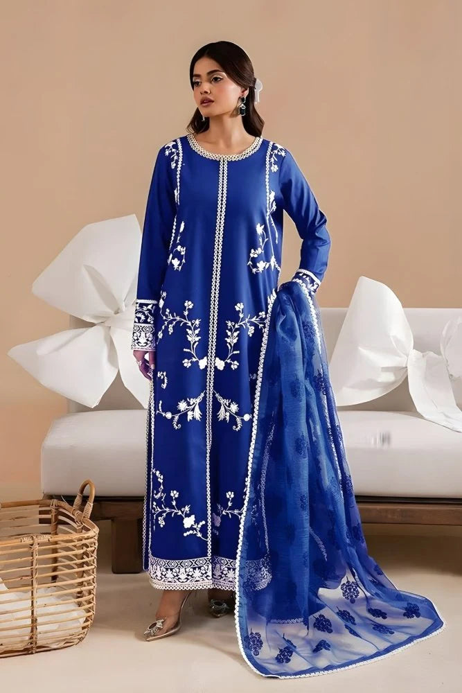 3PC EMBROIDERED LAWN SUIT - GR-661