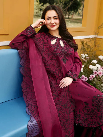 3PC EMBROIDERED LAWN SUIT - GR-736
