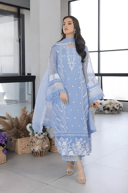 3PC EMBROIDERED ORGANZA SUIT - GR-683