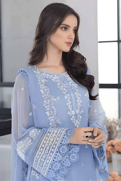 3PC EMBROIDERED ORGANZA SUIT - GR-683
