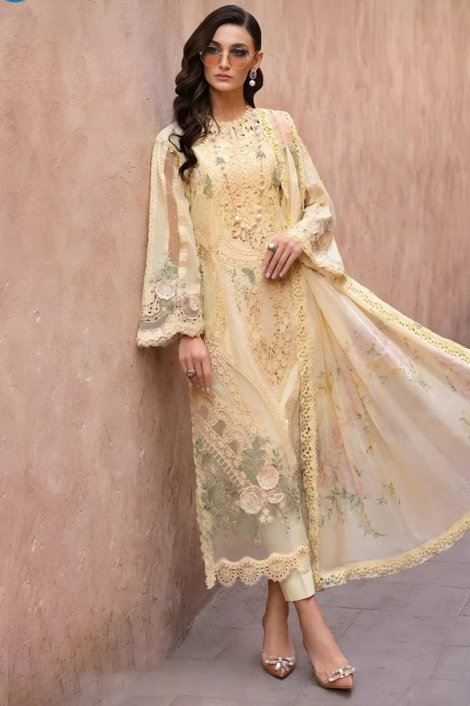 3PC EMBROIDERED ORGANZA SUIT - GR-685