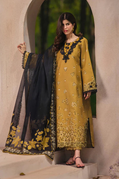 3PC LAWN EMBROIDED SUIT GR - 744