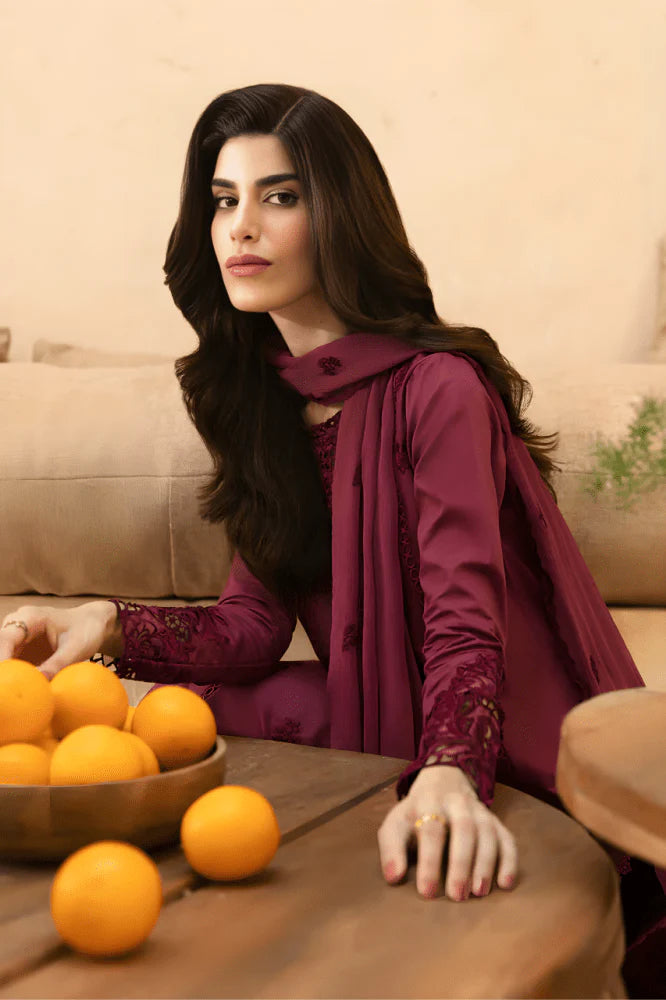 3PC LAWN EMBROIDERED SUIT  -GR- 651