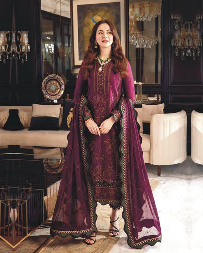 3PC LAWN EMBROIDERED SUIT  -GR- 664