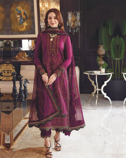 3PC LAWN EMBROIDERED SUIT  -GR- 664
