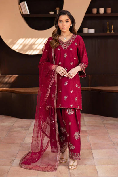 3PC SEQUENCE EMBROIDERED LAWN SUIT - GR-519