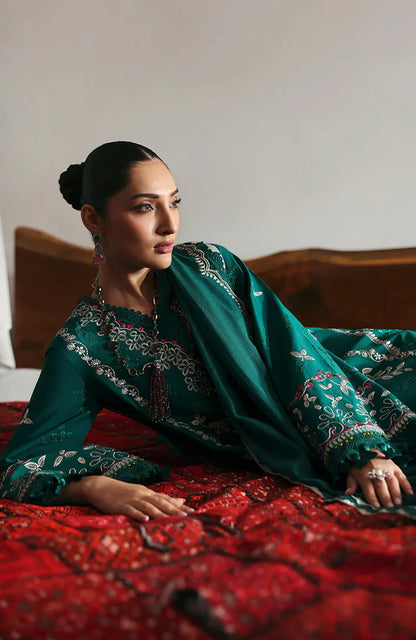 REPUBLIC WOMENSWEAR-3PC DHANAK EMBROIDERED SHIRT WITH DHANAK EMB SHAWL & DHANAK TOUSER-BIC-4251