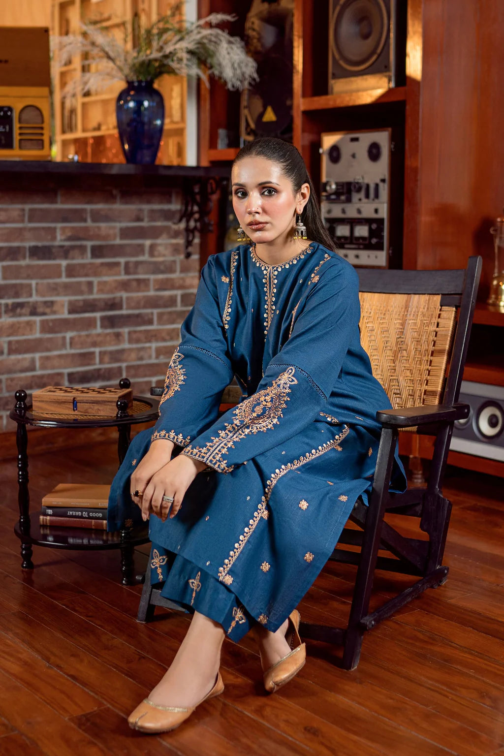 URGE-2PC DHANAK EMBROIDERED SHIRT AND EMBROIDRED SLEEVES-BIC-133