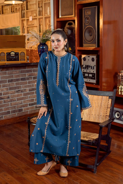 URGE-2PC DHANAK EMBROIDERED SHIRT AND EMBROIDRED SLEEVES-BIC-133