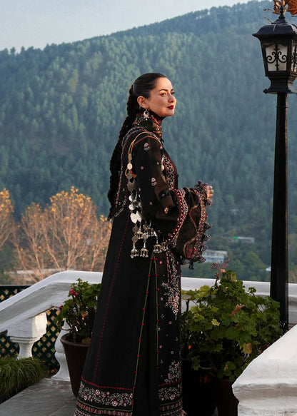 HUSSAIN REHAR-3PC KARANDI EMBROIDERED SHIRT WITH COURTRAI PRINTED SHAWL AND TROUSER-BIC-4261