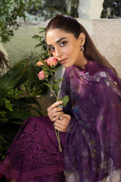 SOBIA NAZIR-3PC DHANAK CHIKAN EMBROIDERED SHIRT WITH COURTRAI PRINTED SHAWL AND TROUSER BIC-4097