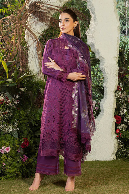 SOBIA NAZIR-3PC DHANAK CHIKAN EMBROIDERED SHIRT WITH COURTRAI PRINTED SHAWL AND TROUSER BIC-4097