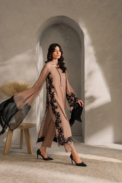 ASIM JOFA-3PC DHANAK EMBROIDERED SHIRT WITH TYE&DYED CHIFFON DUPATTA AND TROUSER-BIC-4287