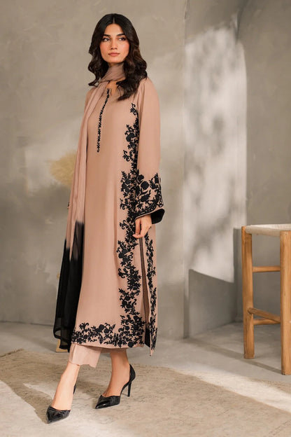 ASIM JOFA-3PC DHANAK EMBROIDERED SHIRT WITH TYE&DYED CHIFFON DUPATTA AND TROUSER-BIC-4287