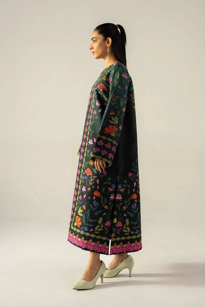 AFROZEH-2PC SHAMOZE SILK PRINTED SHIRT WITH SHAMOZE SILK PRINTED TROUSER-BIC-