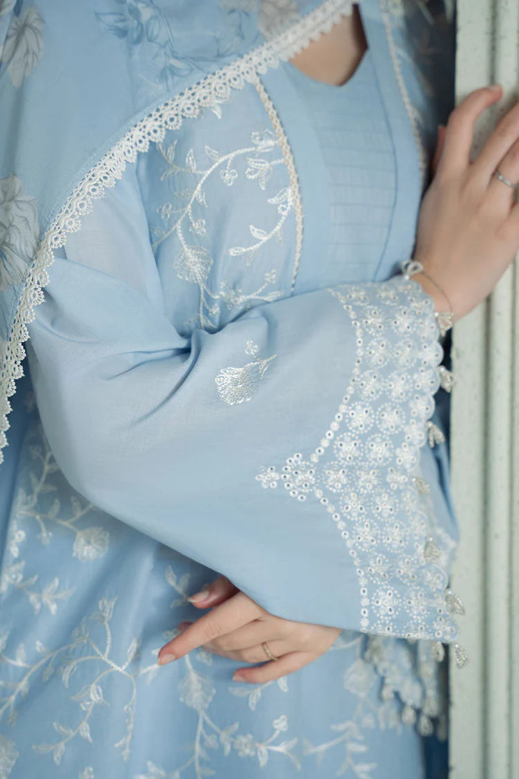 CROSS STITCH-3PC DHANAK EMBROIDERED SHIRT WITH COUTRAI PRINTED SHAWL AND TROUSER-BIC-4109