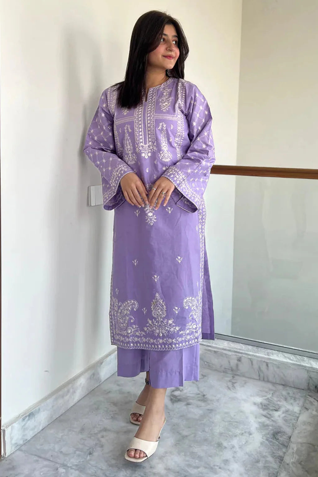 URGE-2PC DHANAK EMBROIDERED SHIRT AND EMBROIDRED SLEEVES-BIC-120